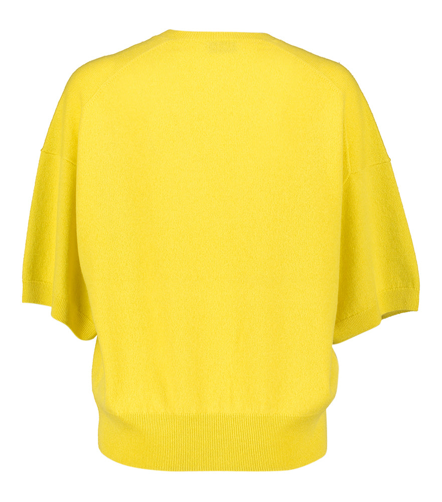 Pull jaune à col en V en cachemire Zenggi