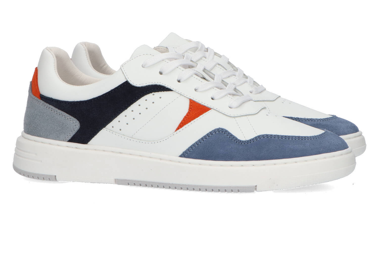Witte lage sneakers met blauw en oranje detail Cycleur Deluxe