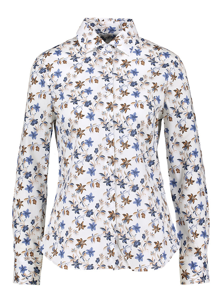 Wit katoenen hemd met bloemenprint Brigitte Christiana Conti