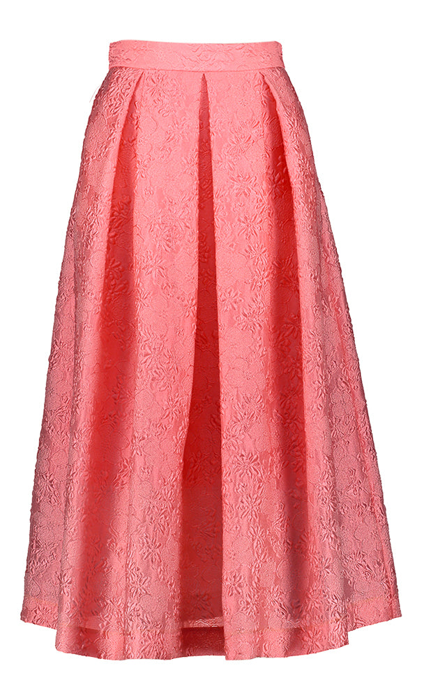 Jupe plissée rose à motif floral Luna Lunatica