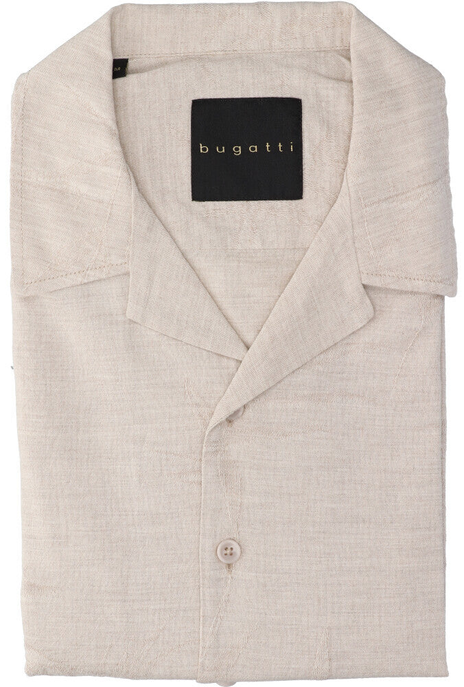 Chemise en coton beige (coupe classique) à manches courtes Bugatti