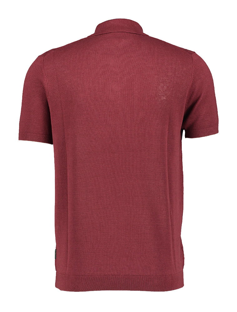 Polo en lin bordeaux structuré