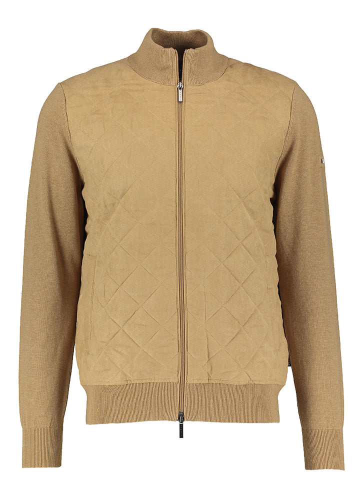 Camel kleurige cardigan in daim stof Bugatti