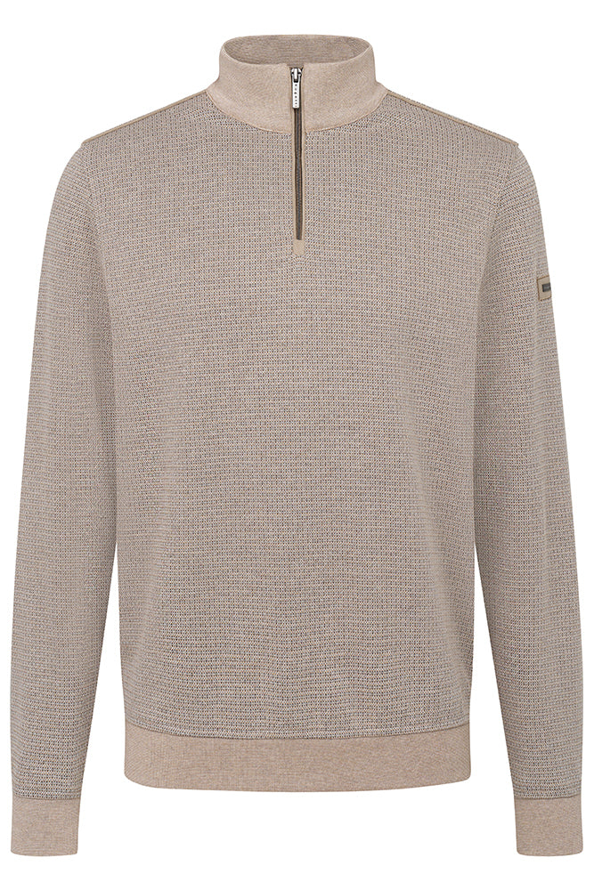 Taupe kleurige trui met korte rits Bugatti