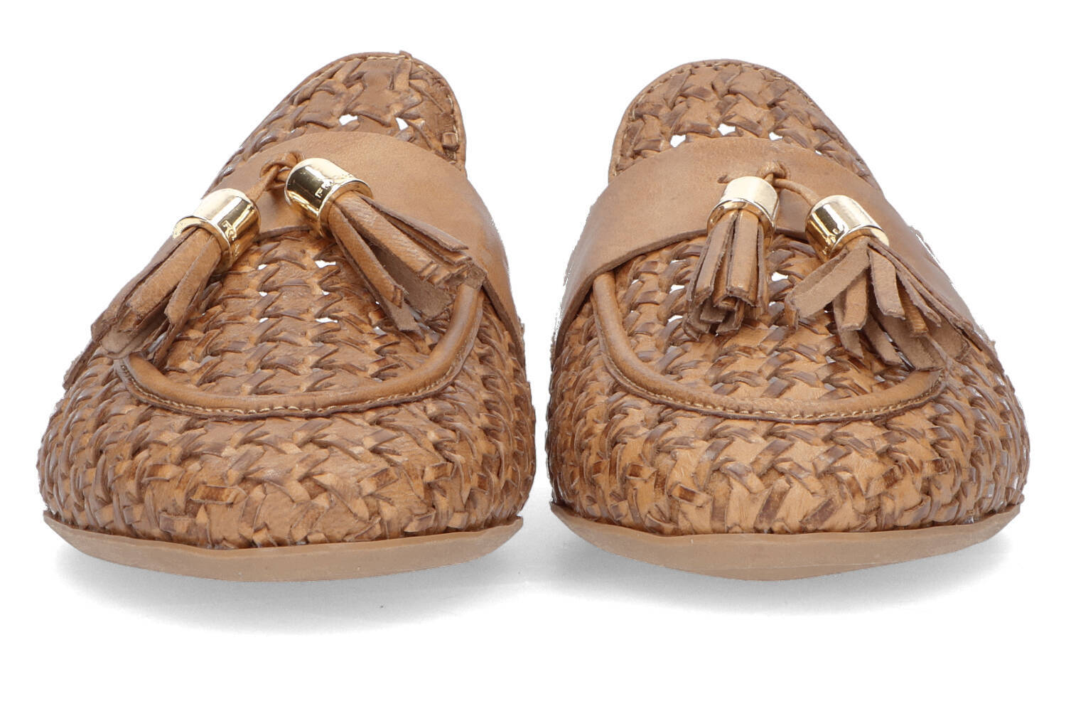 Pantoufles tissées couleur cognac Frau