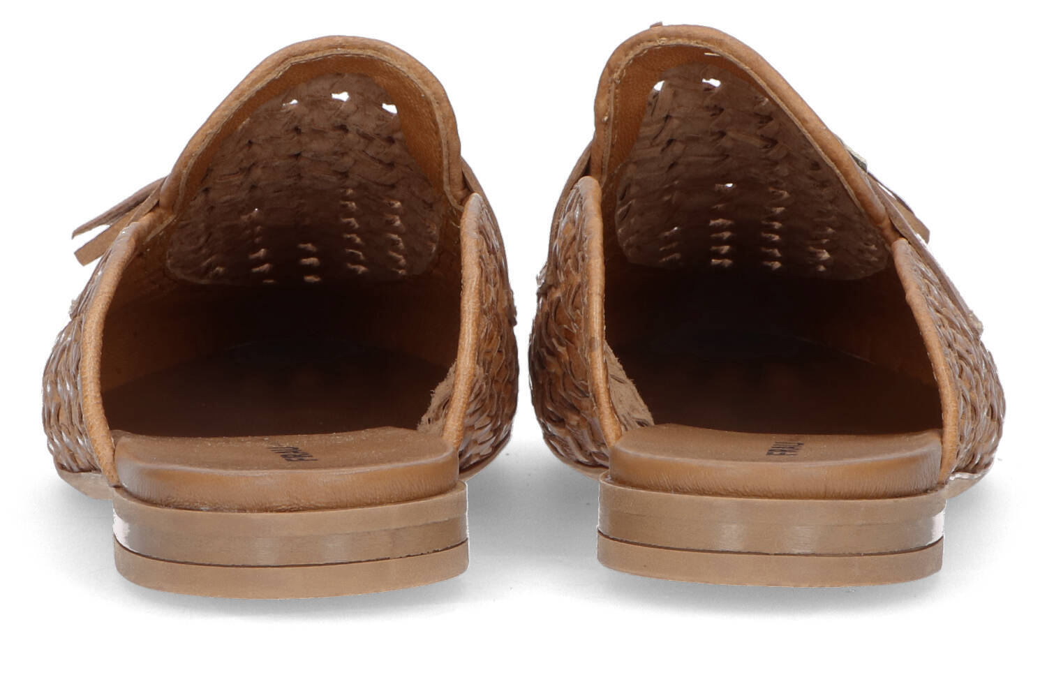 Pantoufles tissées couleur cognac Frau
