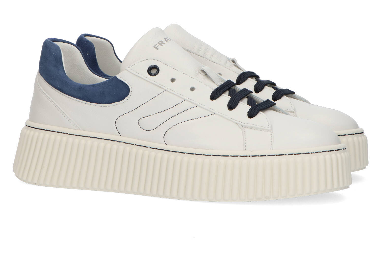 Baskets basses blanches avec détails bleus Frau