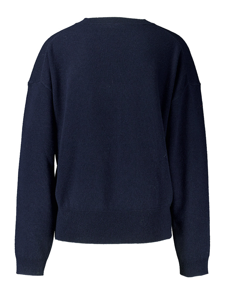 Pull bleu foncé en laine mérinos Holly By-Bar
