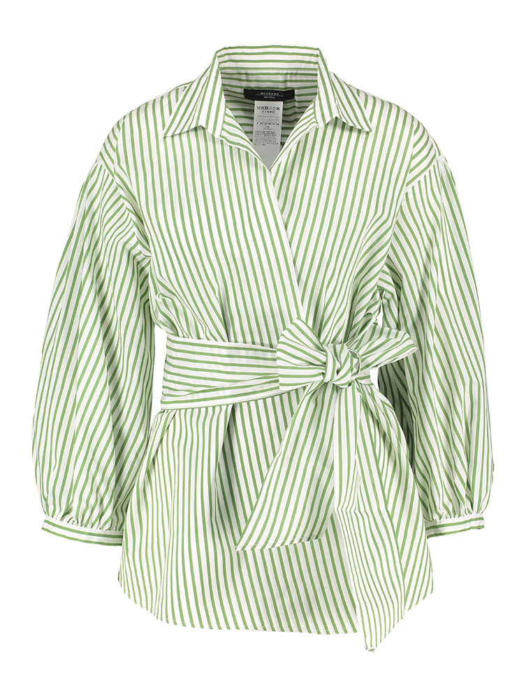 Chemisier rayé blanc et vert à manches longues Ceci Max Mara