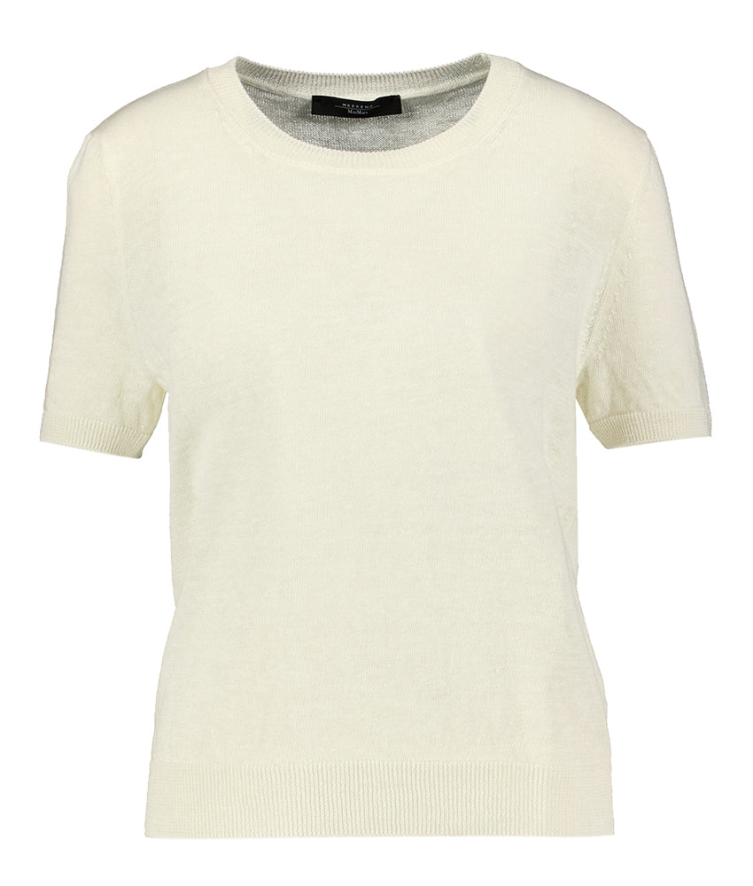 Pull en lin beige à manches courtes Pancone Max Mara