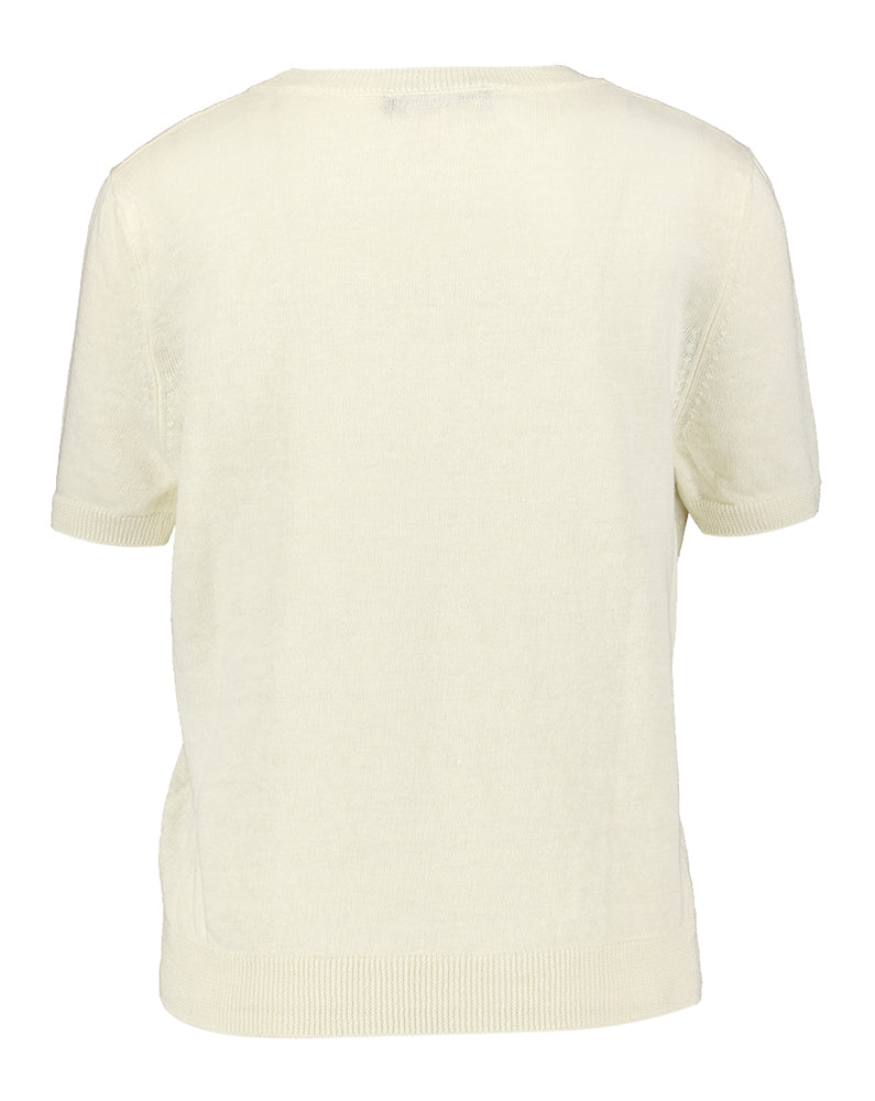 Pull en lin beige à manches courtes Pancone Max Mara