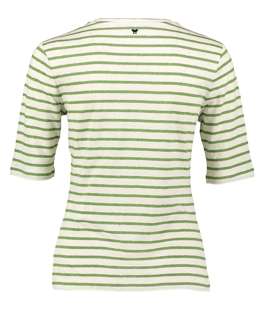 T-shirt en lin à rayures vertes Opzione Max Mara