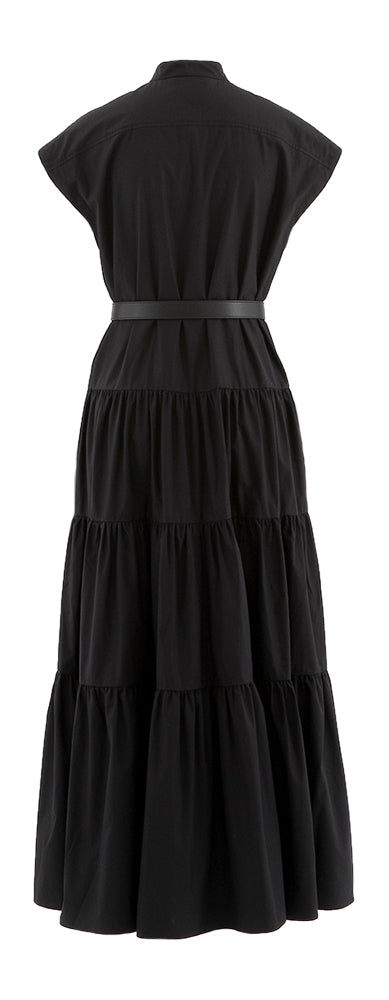 Robe longue maxi noire en coton avec poches Max Mara