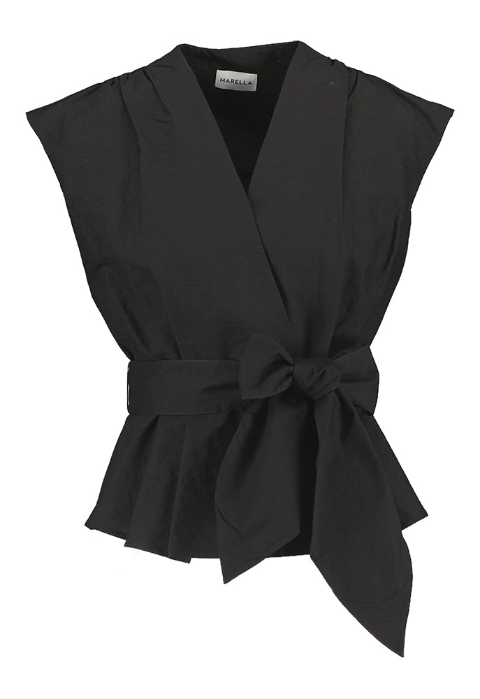 Chemisier noir à plis Bronzo Marella