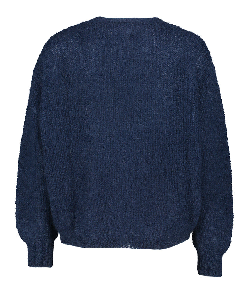 Gilet en laine bleu foncé avec boutons en nacre Twins