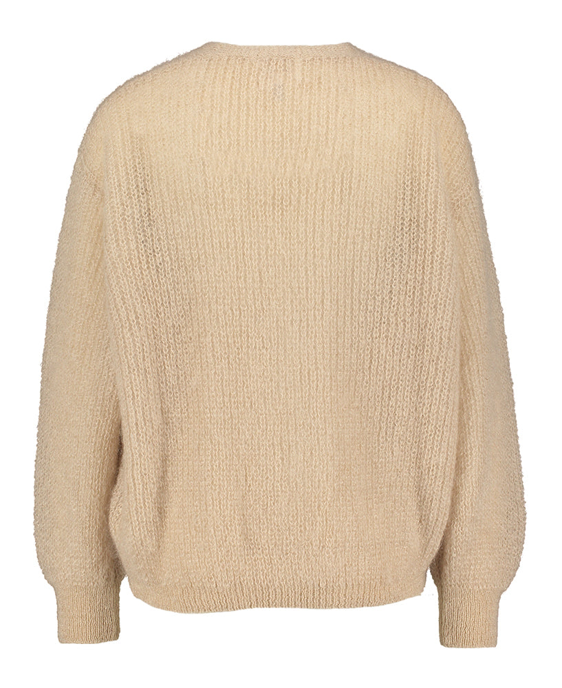 Gilet en laine beige avec boutons couleur nacre Twins