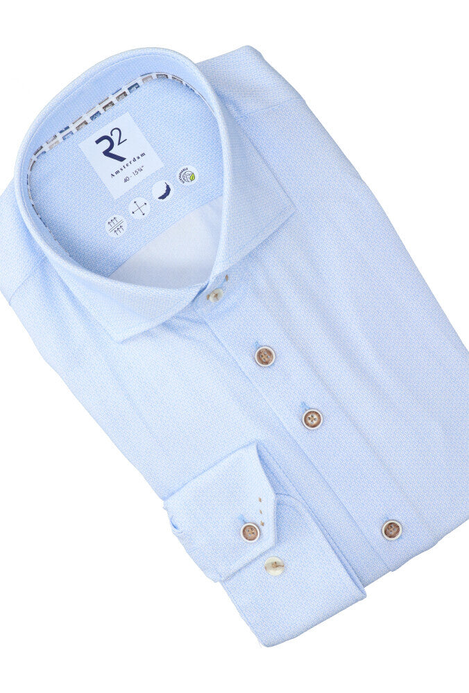 Chemise en coton bleu clair (coupe classique) à manches longues R2