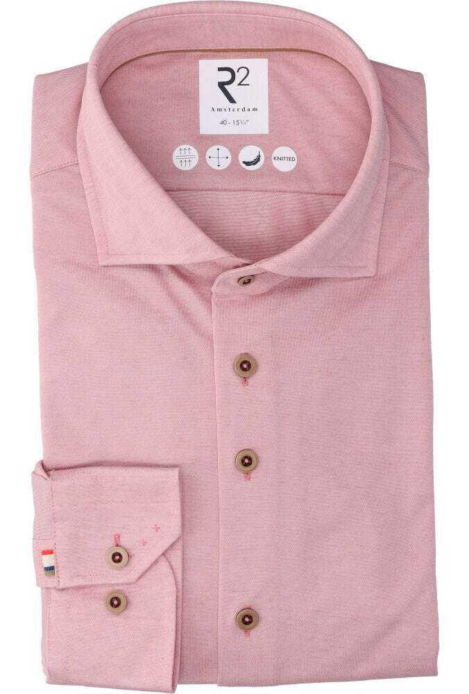 Chemise rose en coton (coupe classique) à manches longues R2