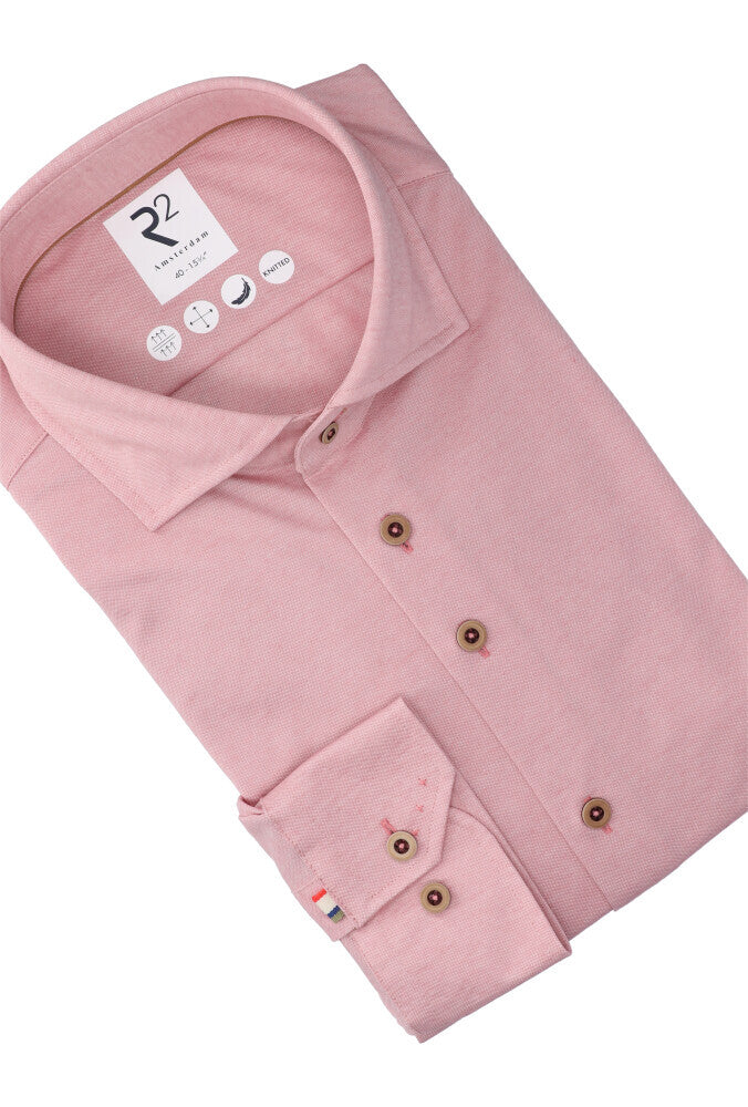 Pink katoenen hemd (regular fit) met lange mouwen R2
