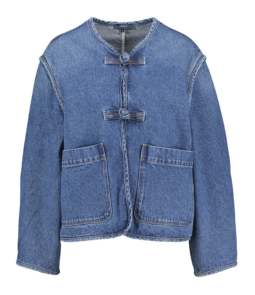 Veste en jean bleu à fermeture boutonnée Agatha Soeur
