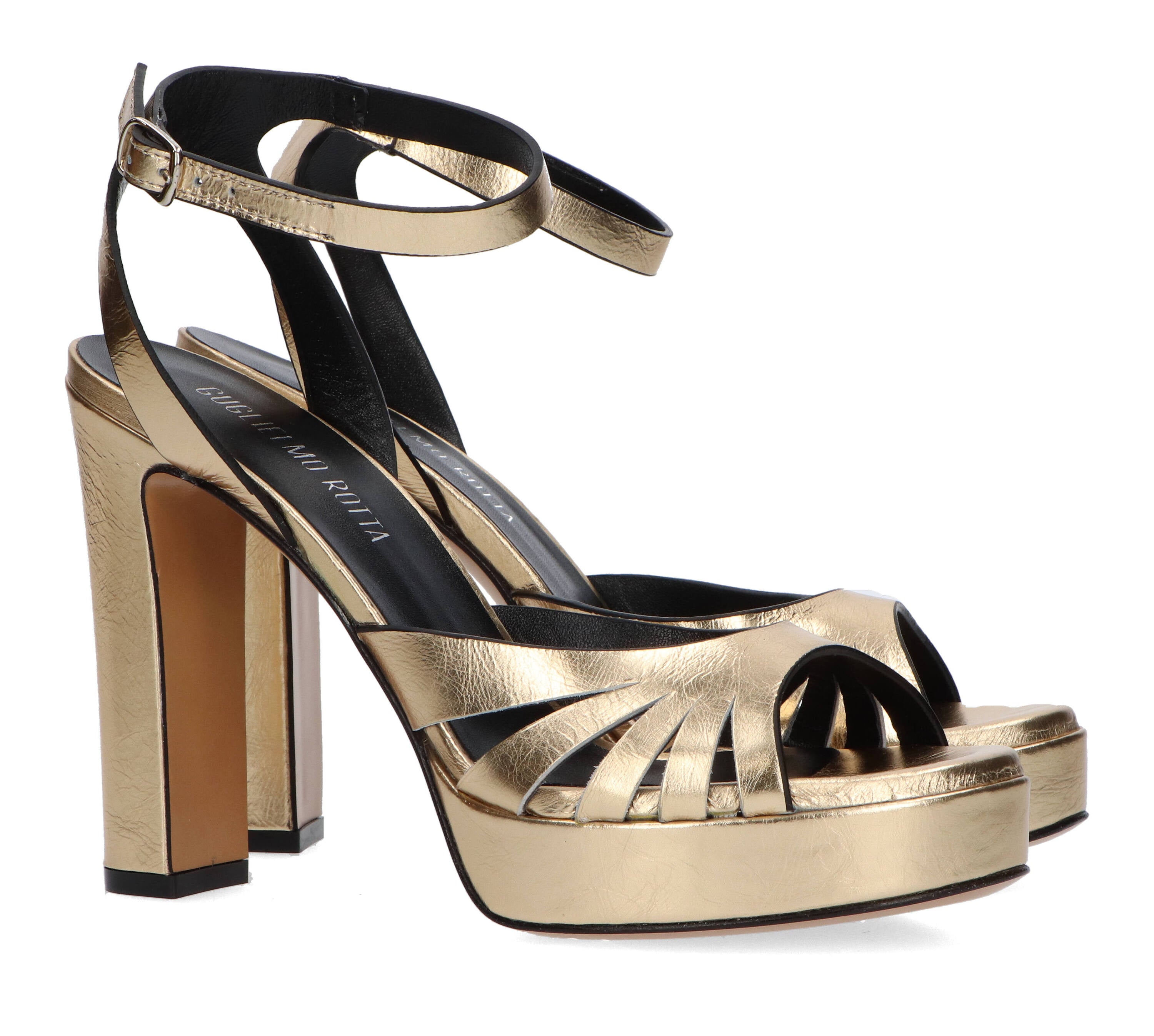 Sandales dorées à talon Scratch Platino Rotta