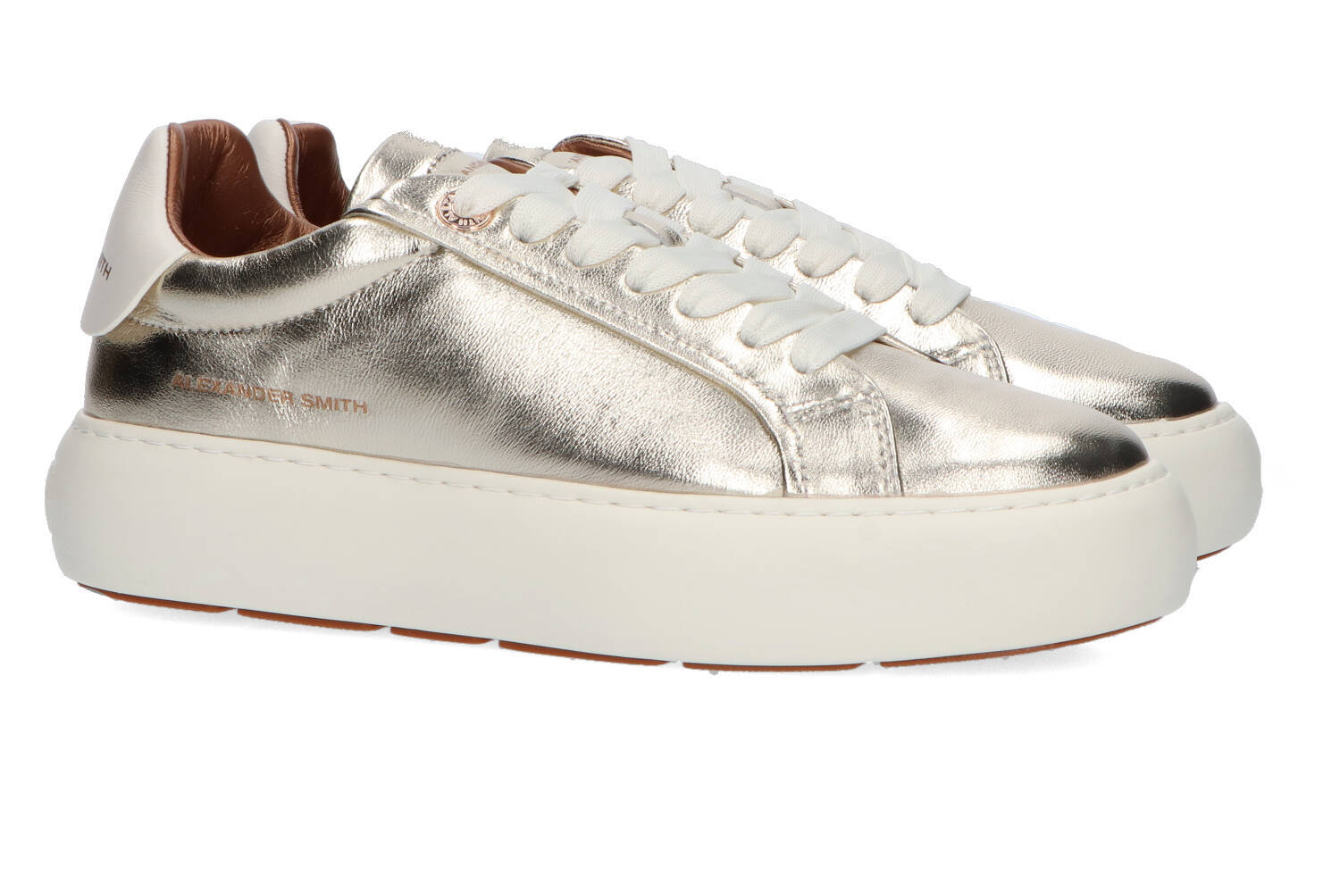 Gold white lage sneakers Alexander Smith