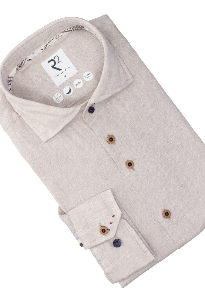 Chemise en lin écru (coupe classique) à manches longues R2