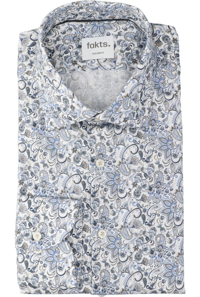 Chemise blanche en coton (coupe confort) avec détails et manches longues Fakts