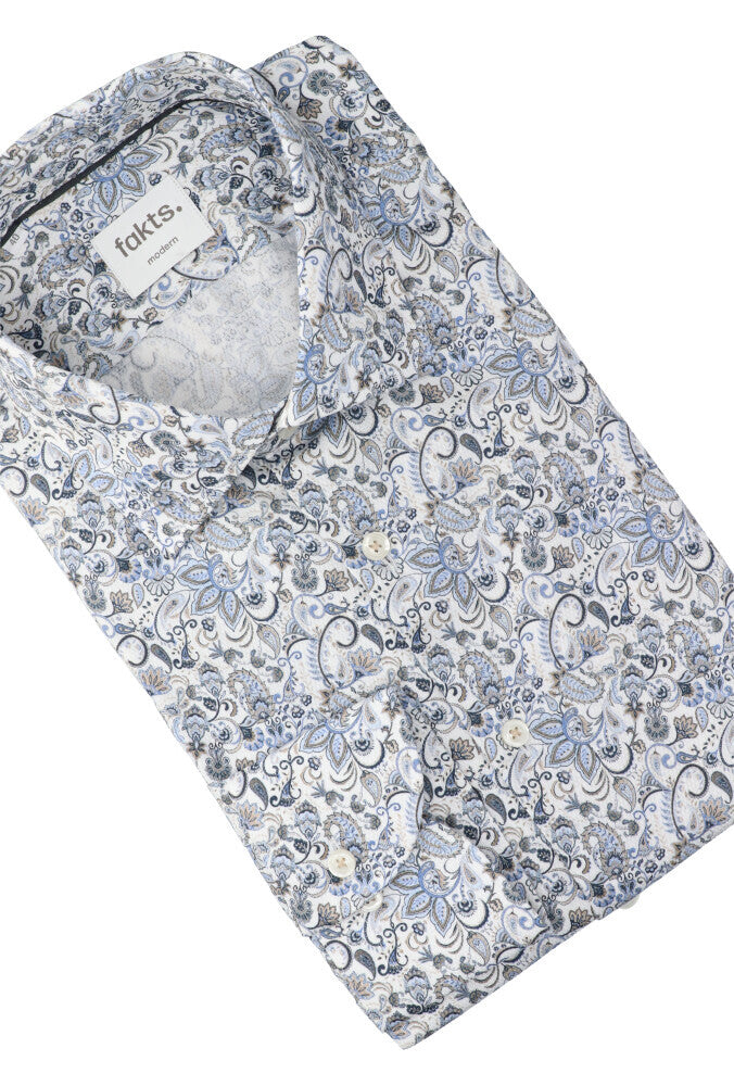 Chemise blanche en coton (coupe confort) avec détails et manches longues Fakts