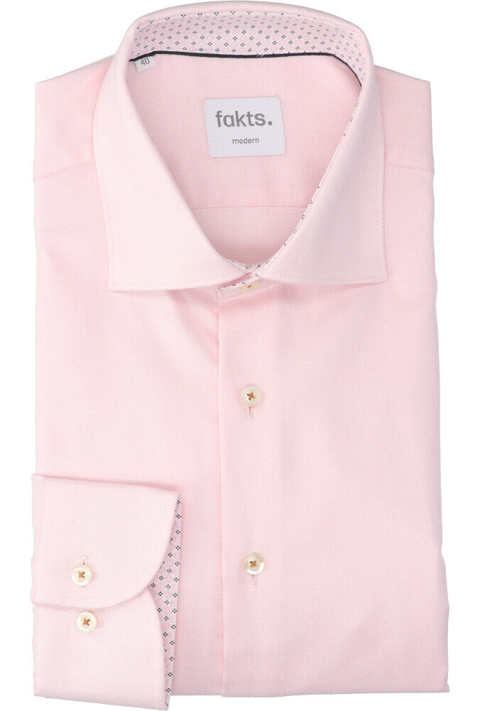 Ourlet en coton rose clair (coupe classique) à manches longues Fakts