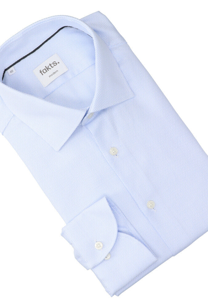 Chemise en coton bleu clair (coupe confortable) avec détails et manches longues Fakts