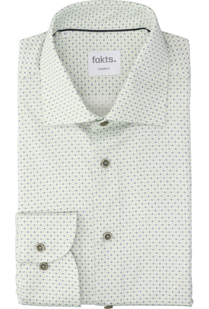 Green minimal katoenen hemd ( comfort fit) met details en lange mouwen Fakts