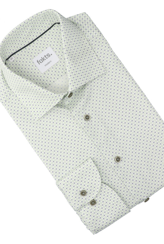 Chemise minimaliste verte en coton (coupe confort) avec détails et manches longues Fakts