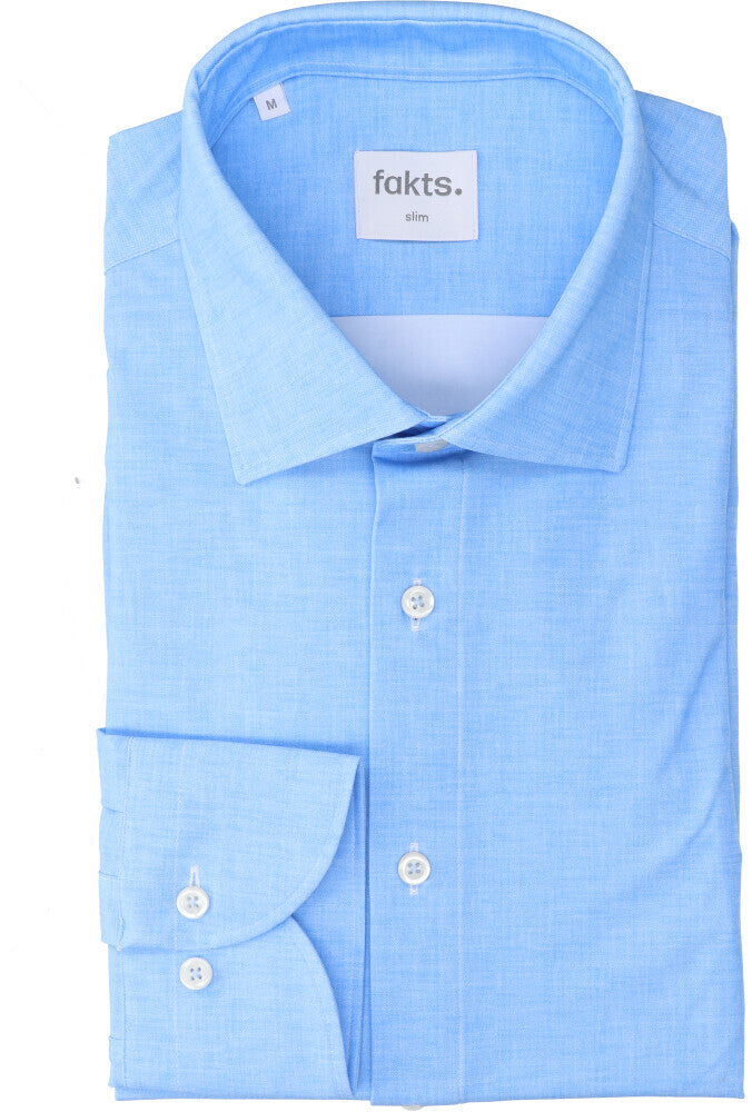 Chemise bleu clair (coupe ajustée) à manches longues Leisure Fakts