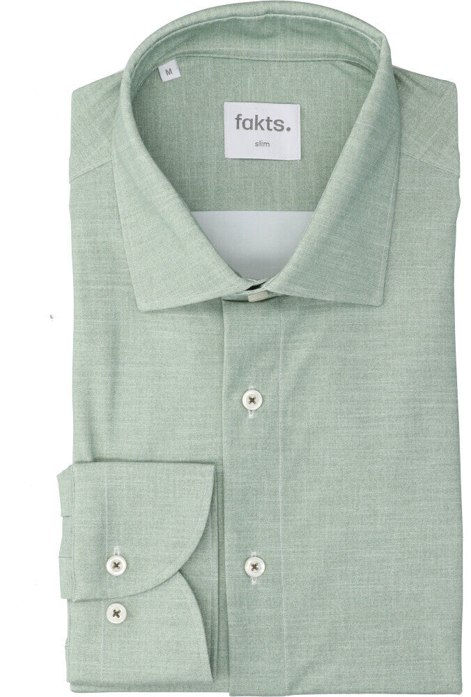 Groen hemd (slim fit) met lange mouwen Leisure Fakts