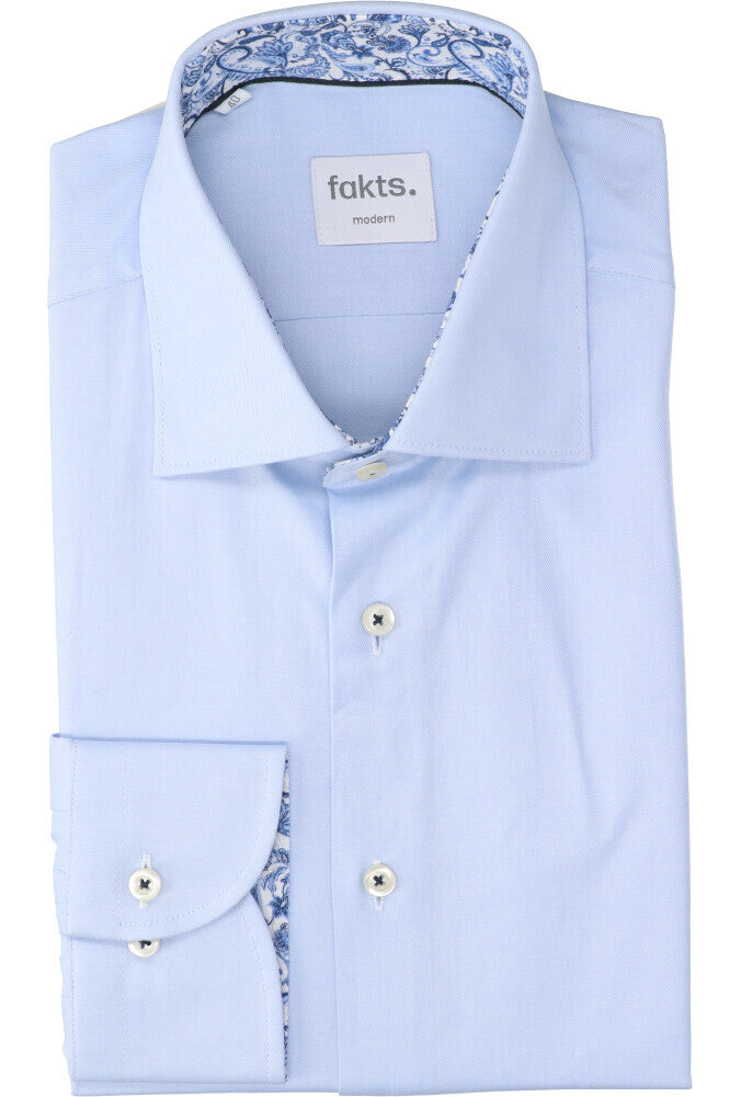 Chemise en coton bleu clair (coupe classique) à manches longues Fakts