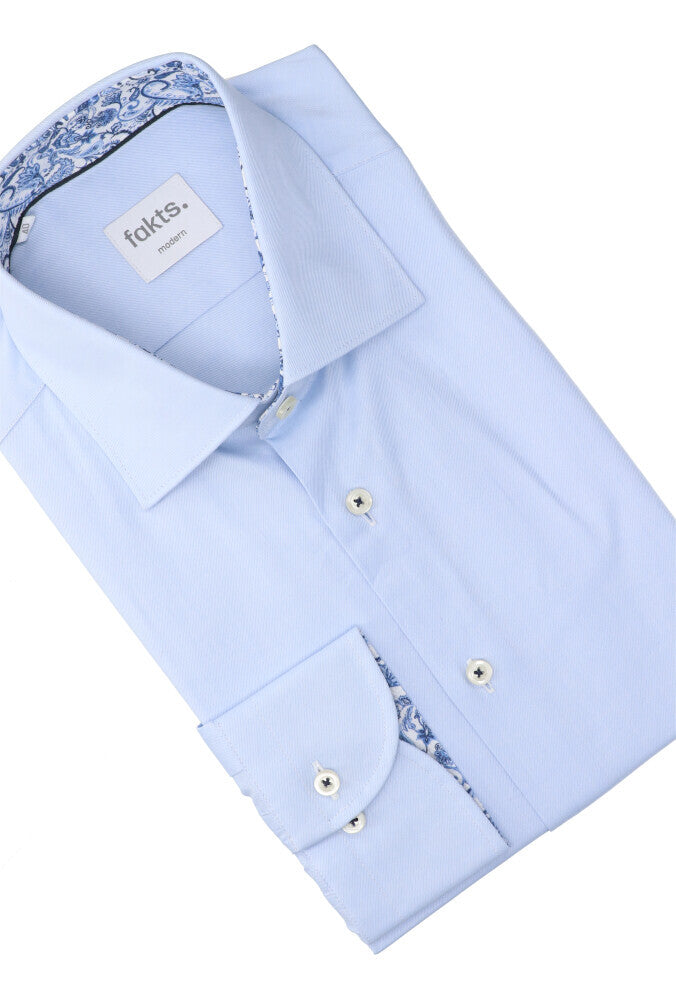 Chemise en coton bleu clair (coupe classique) à manches longues Fakts