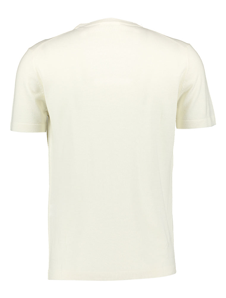 T-shirt à manches courtes et col rond en laine mérinos écru Seven Dials