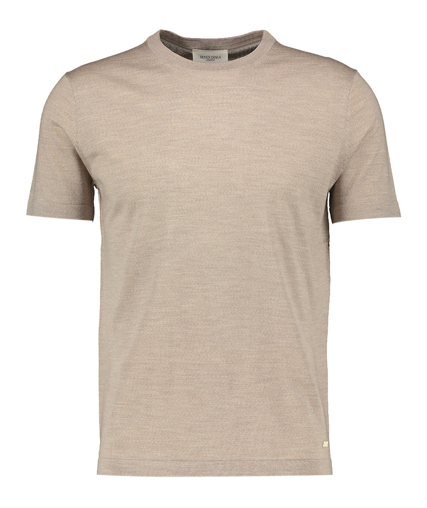 Beige merino wollen t-shirt met korte mouwen Seven Dials