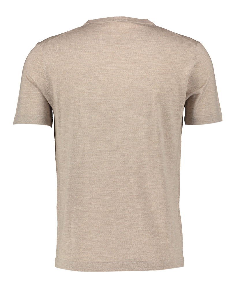 T-shirt à manches courtes en laine mérinos beige Seven Dials
