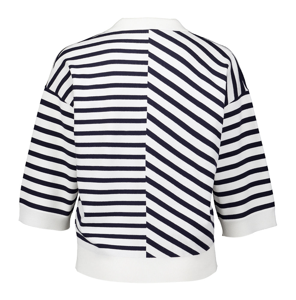 Pull blanc à rayures bleues Marie Mero