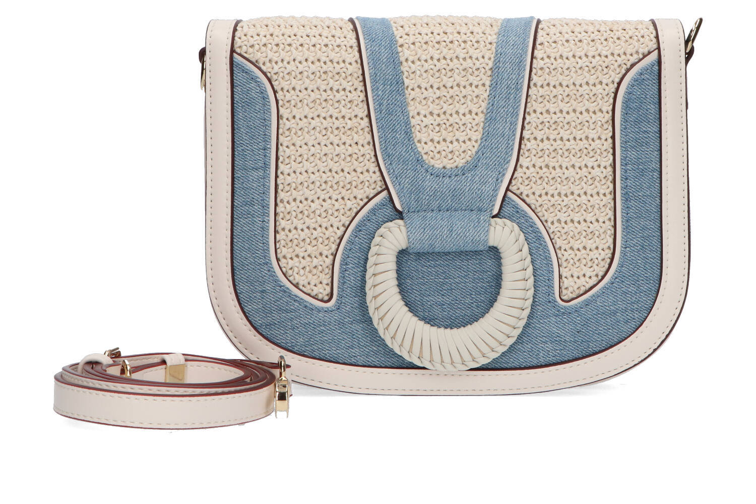 Sac à main beige/blanc cassé avec jean Laurent David