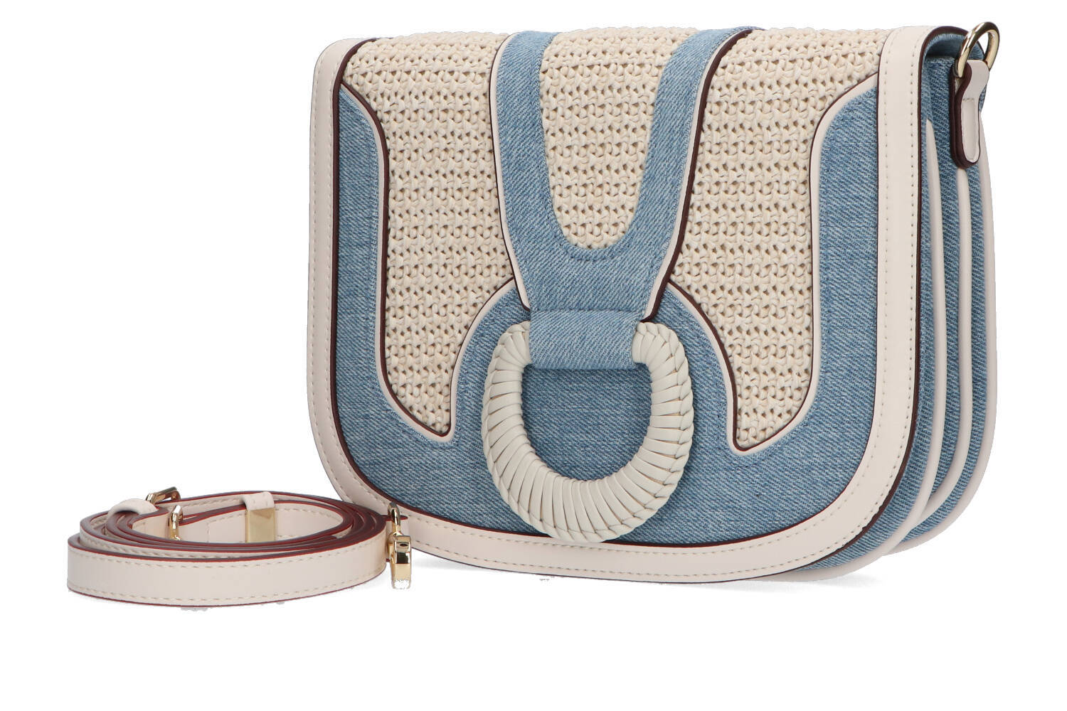 Sac à main beige/blanc cassé avec jean Laurent David