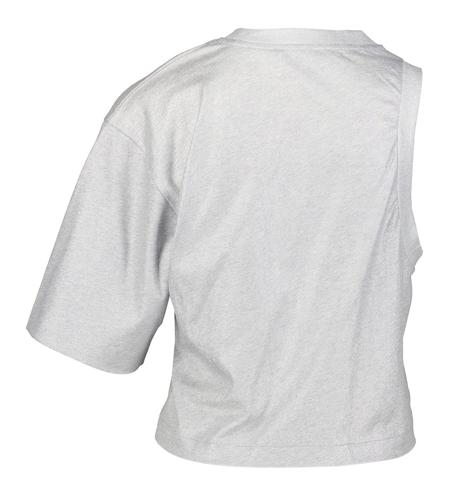Zilverkleurige t-shirt met 1 mouw