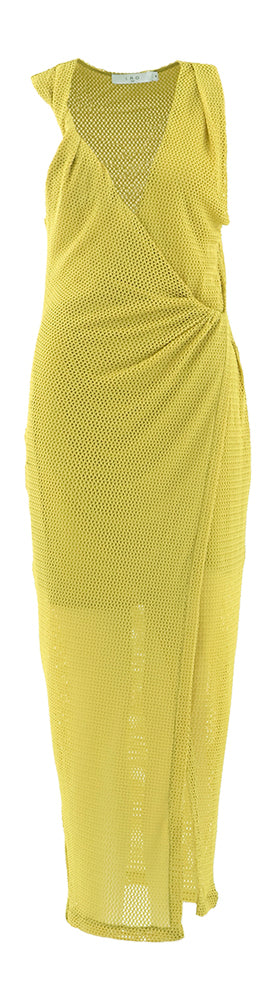 Robe cintrée jaune olive festive avec fente et structure Tia Iro