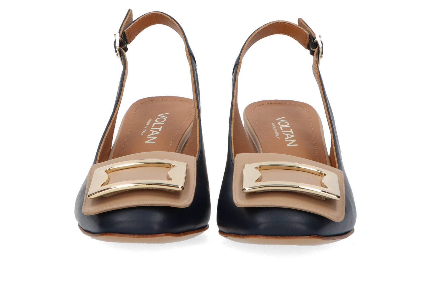 Sandales bleu beige à talon bloc Voltan