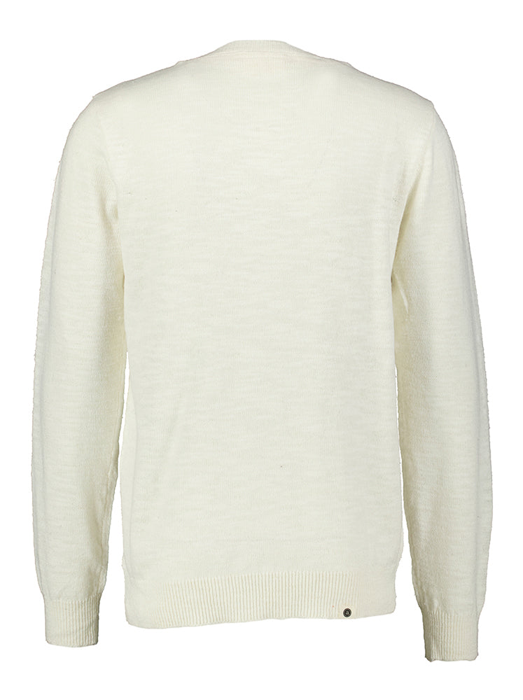 Pull en coton écru à col rond Anerkjendt