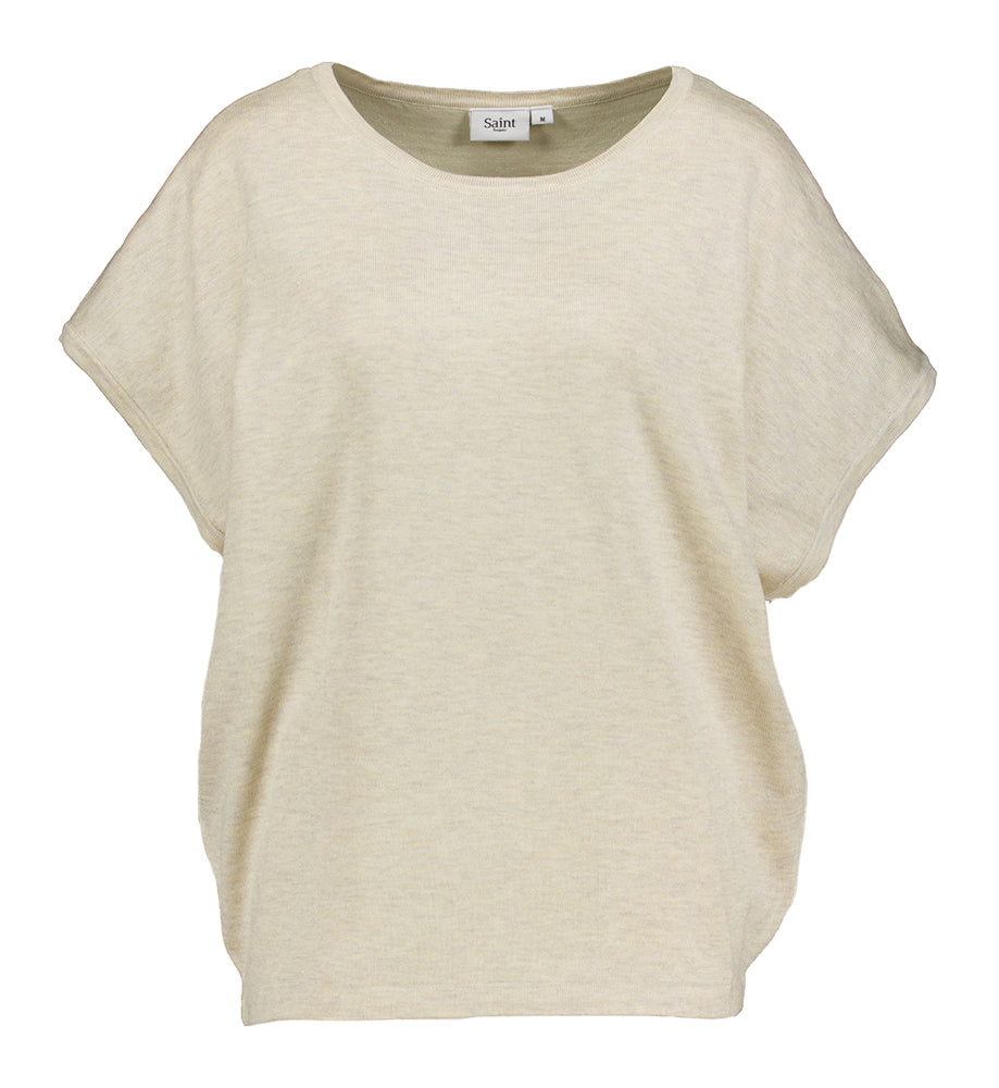 Pull beige ample à manches bouffantes Saint Tropez
