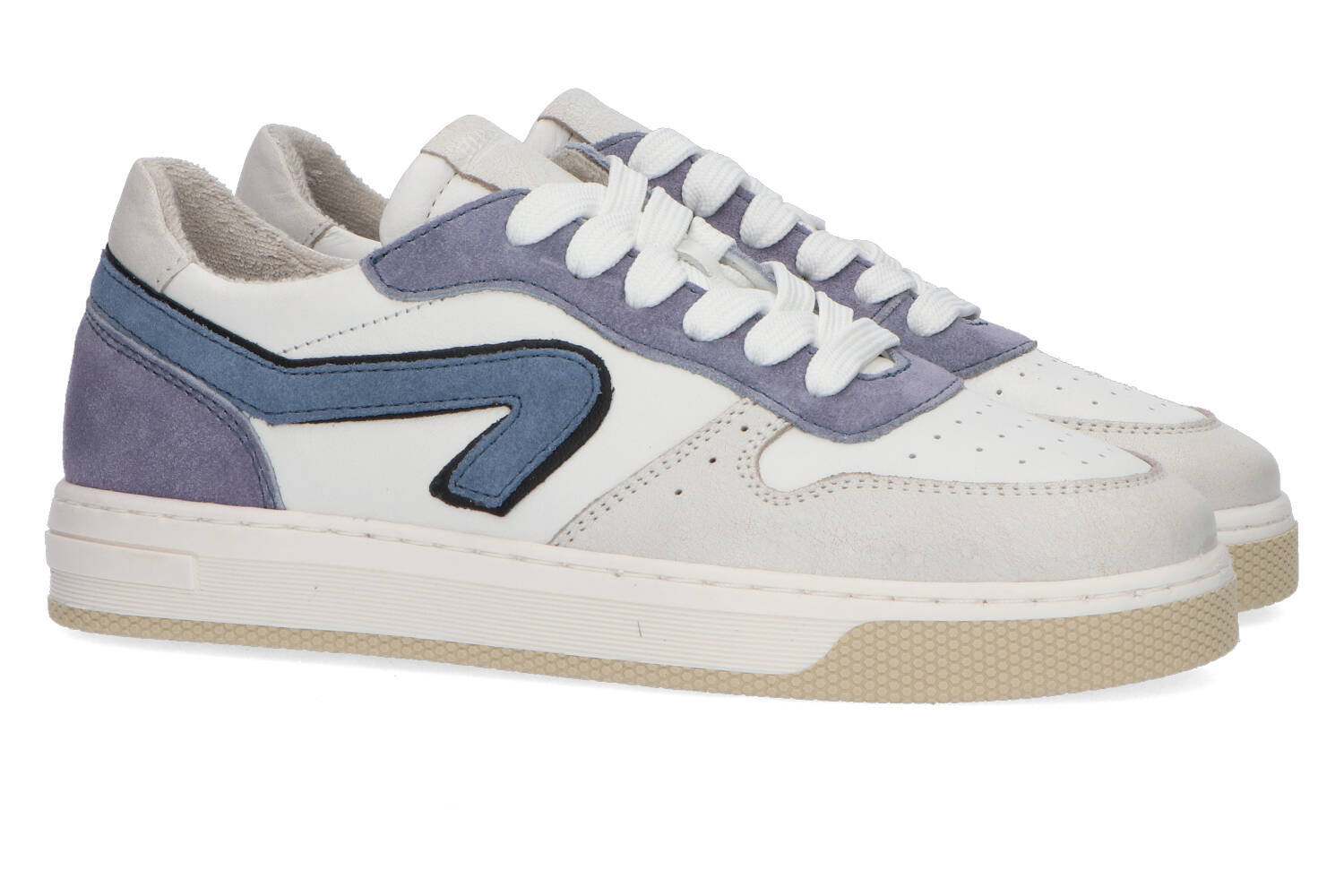 Witte lage sneakers met lichtblauwe details Hip Shoe Style