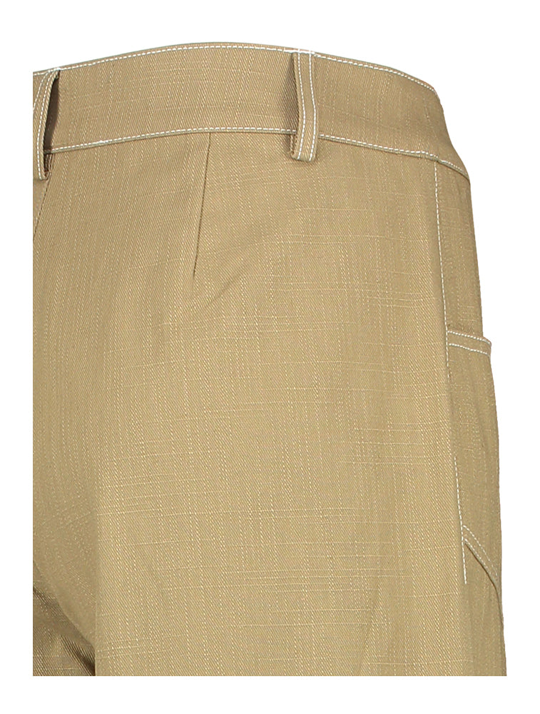Pantalon cargo couleur noyer avec surpiqûres blanches Co'Couture